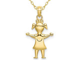10K Yellow Gold Polished Girl Charm Pendant Necklace with Chain